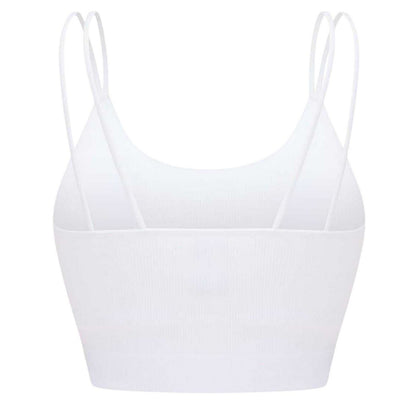 White - Back - Lee Womens-Ladies Ava Ribbed Cropped Tank Top