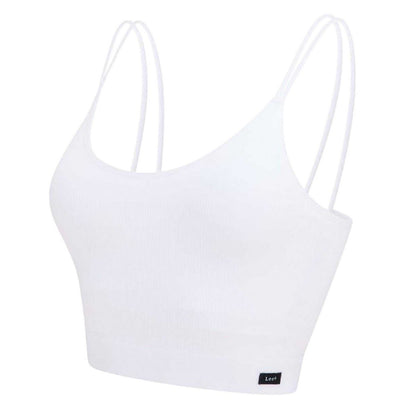 White - Side - Lee Womens-Ladies Ava Ribbed Cropped Tank Top
