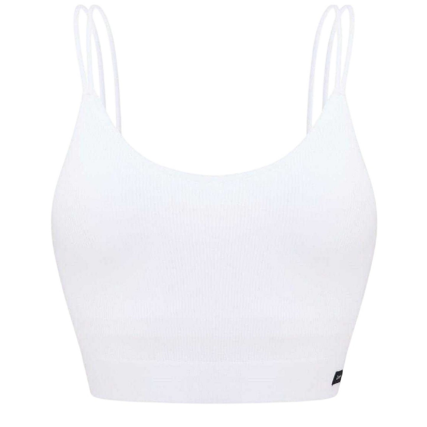 White - Front - Lee Womens-Ladies Ava Ribbed Cropped Tank Top