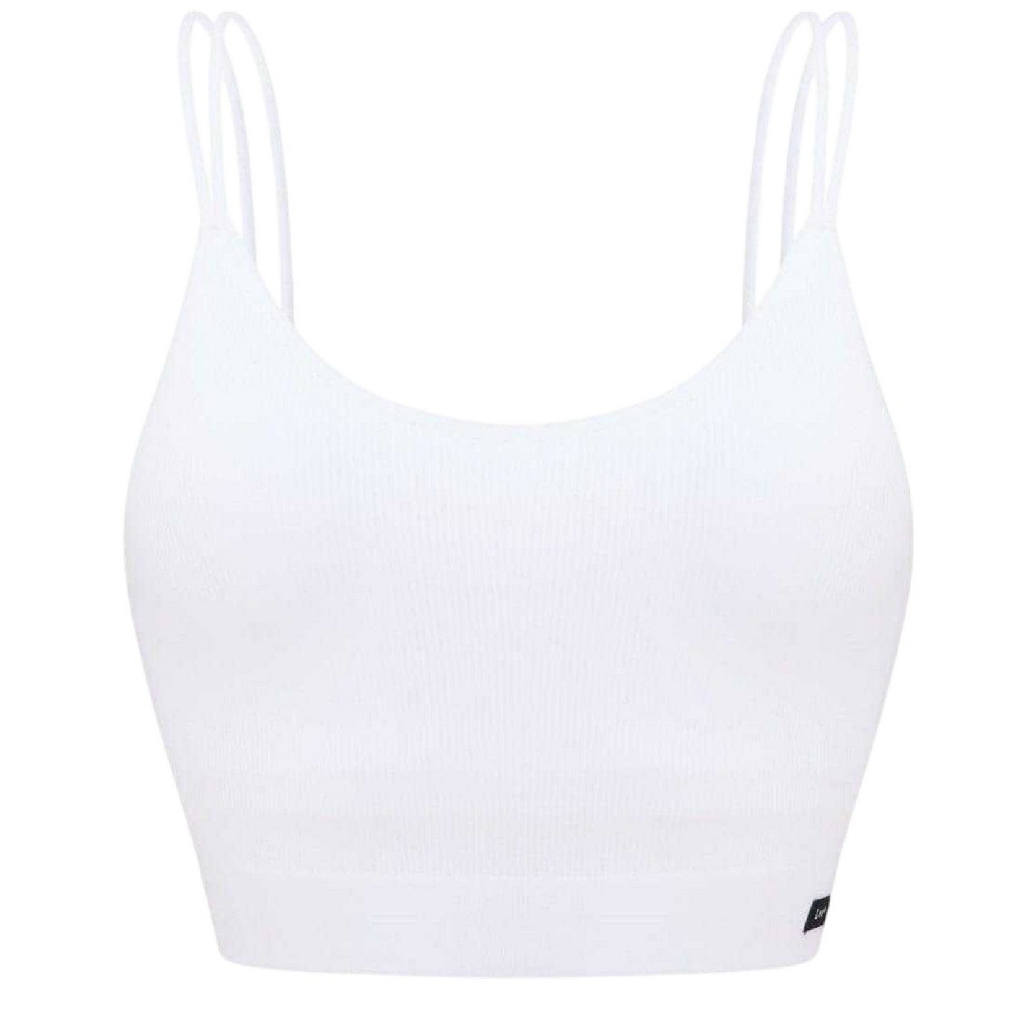 White - Front - Lee Womens-Ladies Ava Ribbed Cropped Tank Top