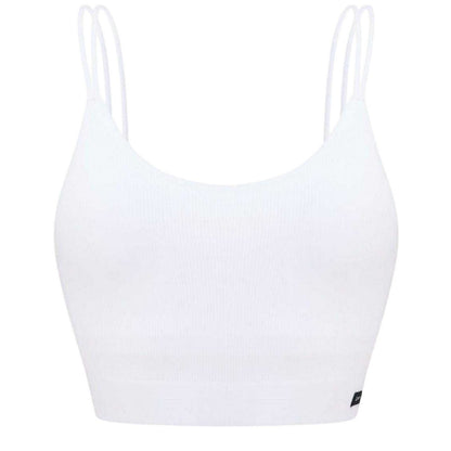 White - Front - Lee Womens-Ladies Ava Ribbed Cropped Tank Top