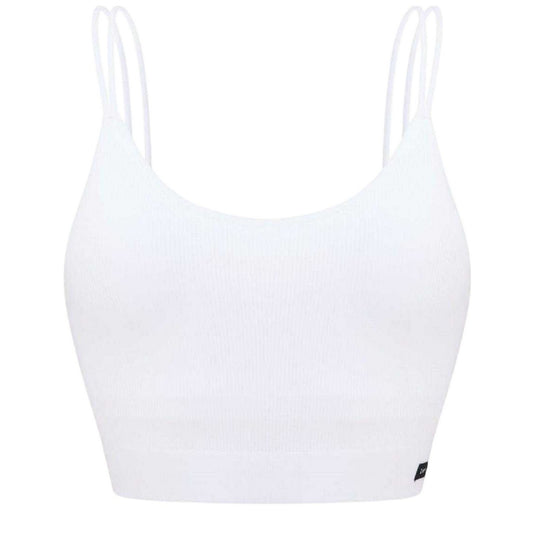 White - Front - Lee Womens-Ladies Ava Ribbed Cropped Tank Top