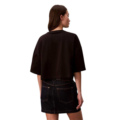 Black - Back - Calvin Klein Womens-Ladies Oversized Crop T-Shirt