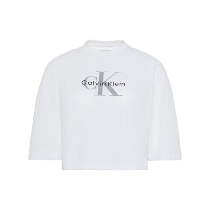 Bright White - Front - Calvin Klein Womens-Ladies Oversized Crop T-Shirt