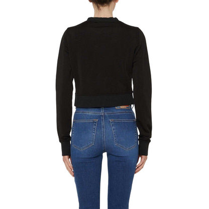 Black - Back - Diesel Womens-Ladies Embroidered Logo Slim Crop Sweatshirt