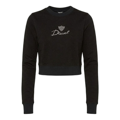 Black - Front - Diesel Womens-Ladies Embroidered Logo Slim Crop Sweatshirt