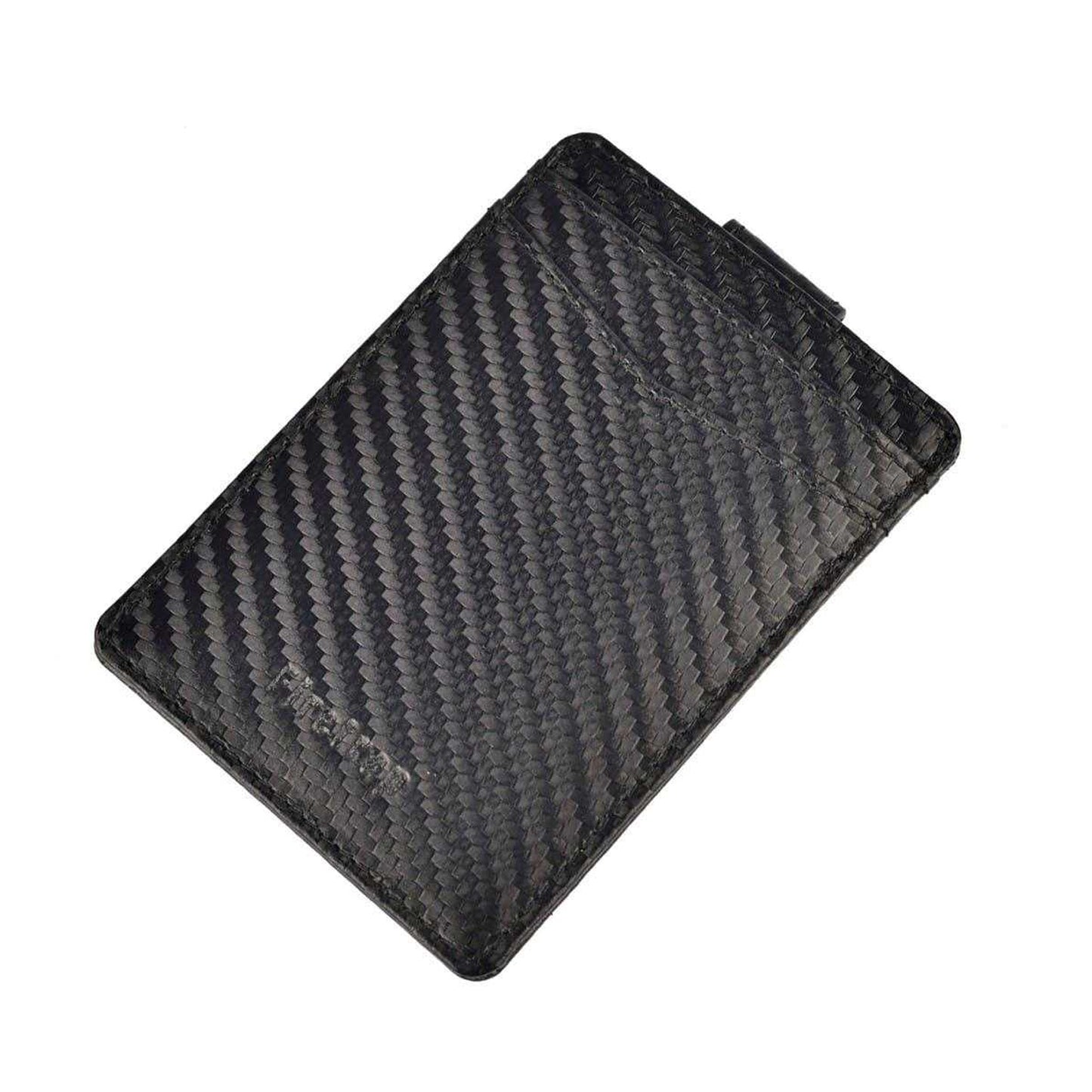 Black - Side - Firetrap Ribbed Leather Card Holder