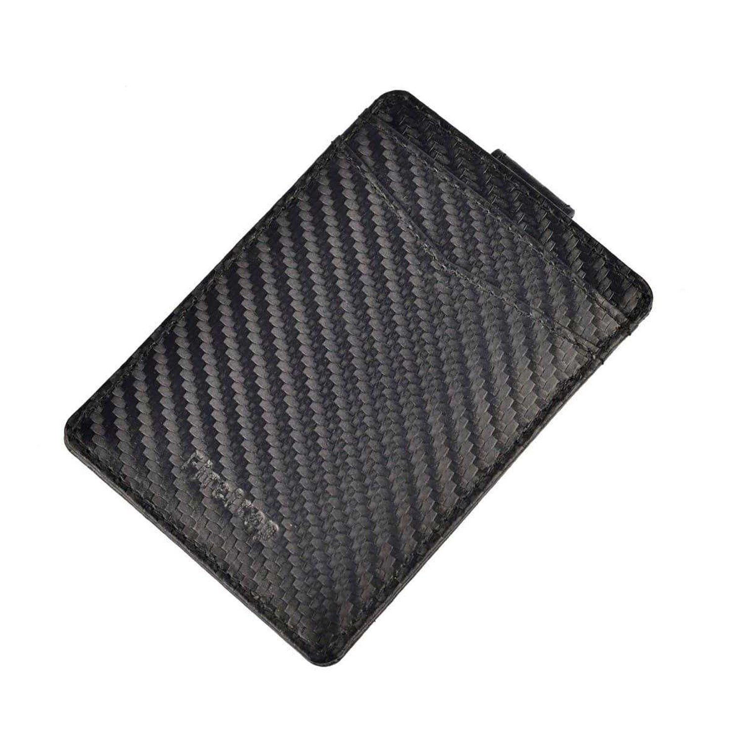 Black - Side - Firetrap Ribbed Leather Card Holder