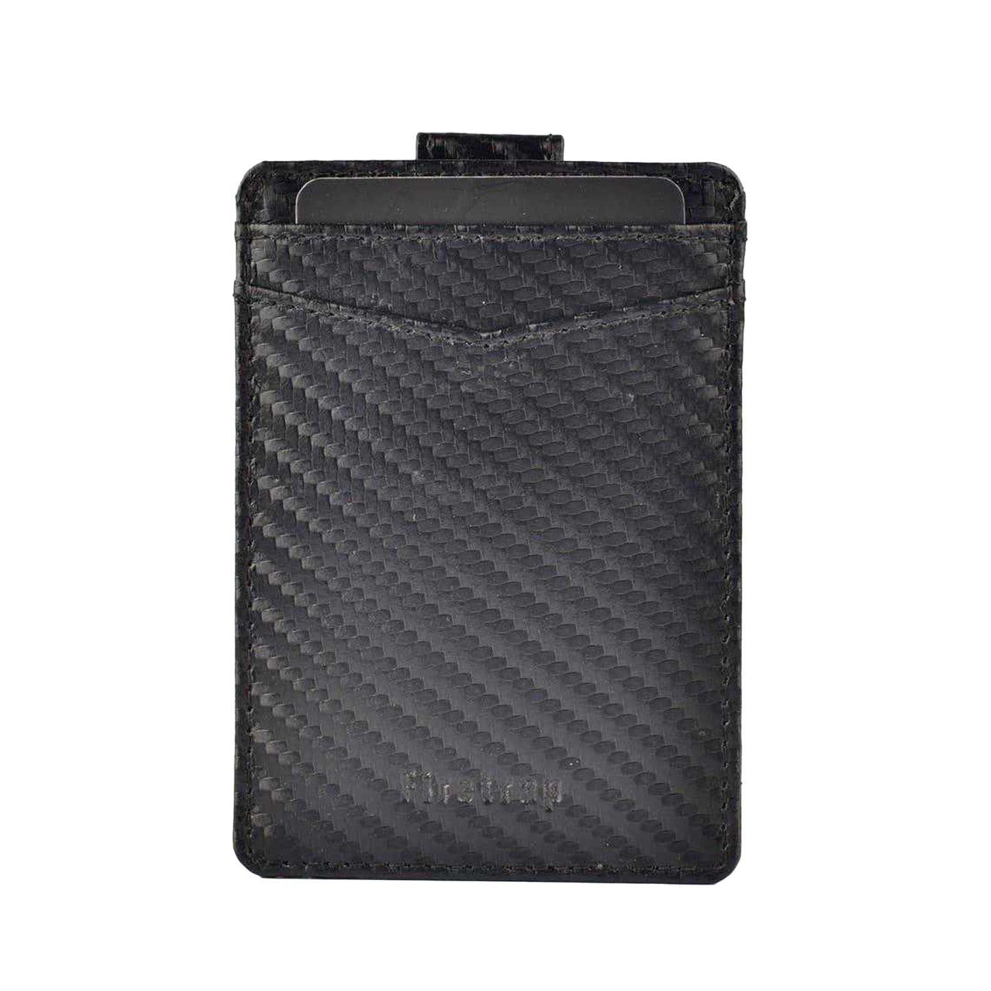 Black - Front - Firetrap Ribbed Leather Card Holder