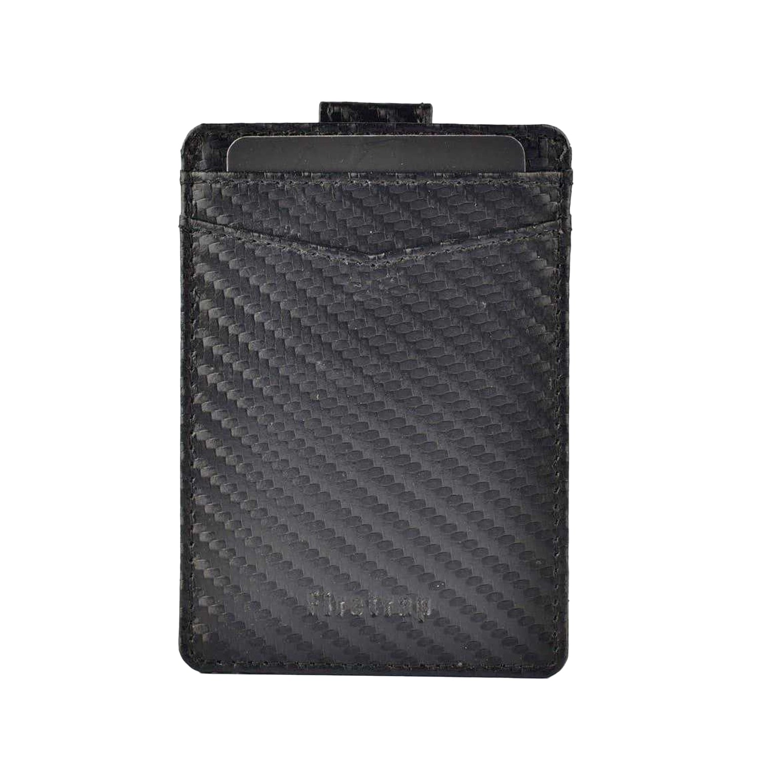 Black - Front - Firetrap Ribbed Leather Card Holder