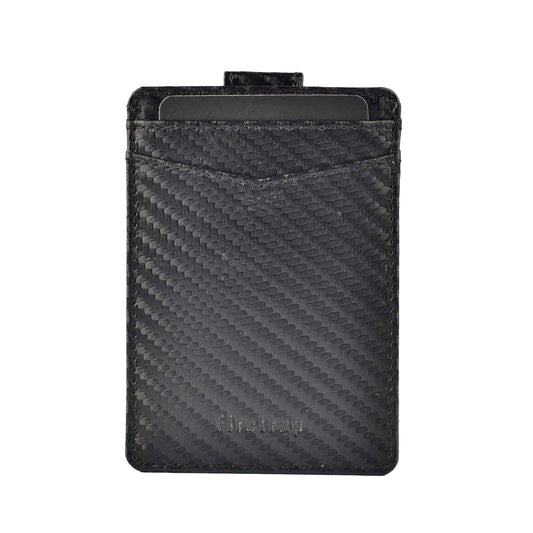 Black - Front - Firetrap Ribbed Leather Card Holder