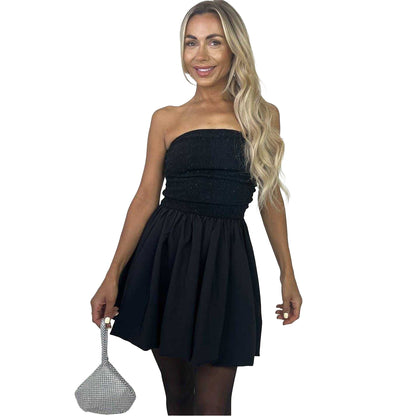 Black - Side - AX Paris Womens-Ladies Bubble Mini Dress