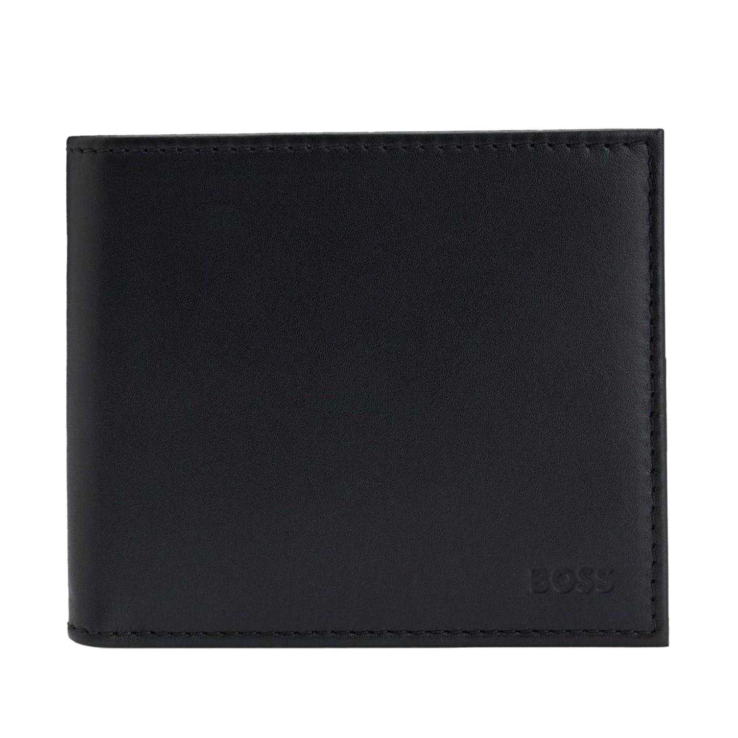 Black - Front - Boss Randy Bi-Fold Leather Wallet