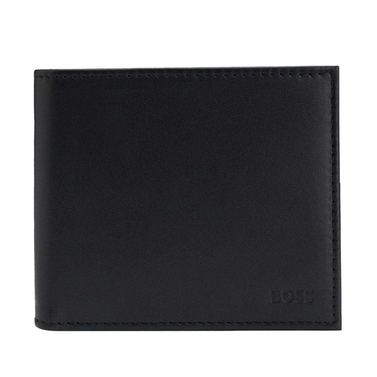 Black - Front - Boss Randy Bi-Fold Leather Wallet