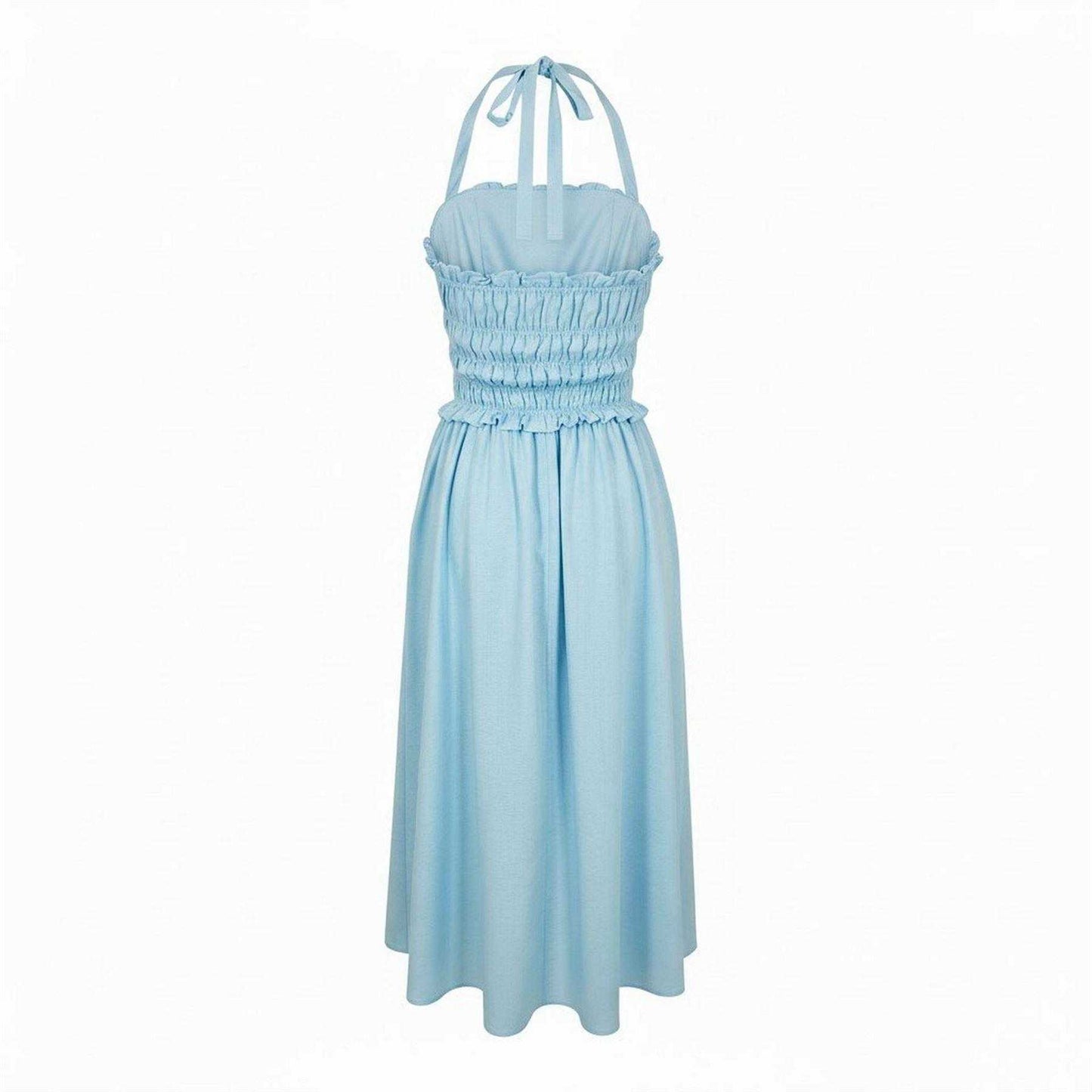Blue - Back - Jack Wills Womens-Ladies Shirred Mini Dress