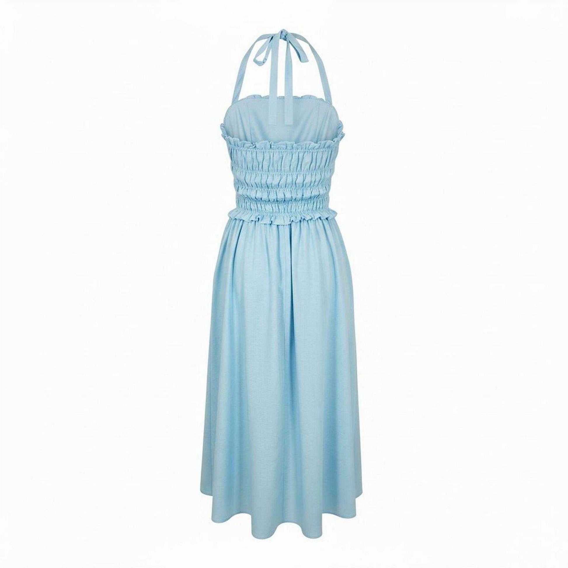 Blue - Back - Jack Wills Womens-Ladies Shirred Mini Dress