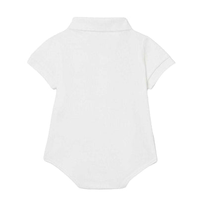 White - Back - Lacoste Baby Cotton Pique Babysuit