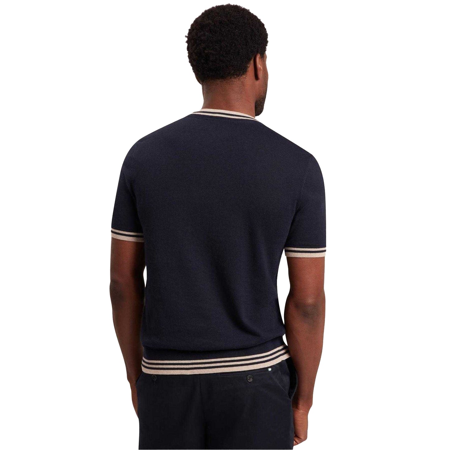 Navy - Back - Ted Baker Mens Tipped Merino Wool Pocket Regular T-Shirt