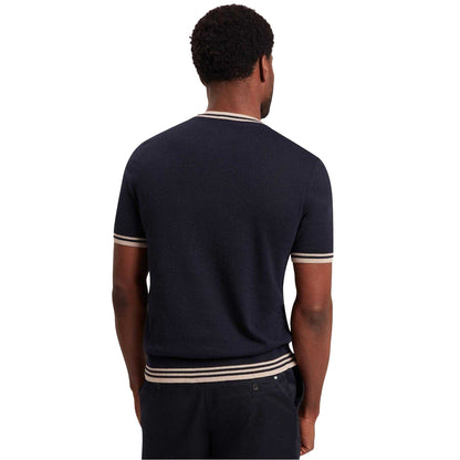 Navy - Back - Ted Baker Mens Tipped Merino Wool Pocket Regular T-Shirt