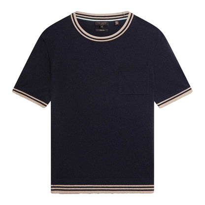 Navy - Front - Ted Baker Mens Tipped Merino Wool Pocket Regular T-Shirt