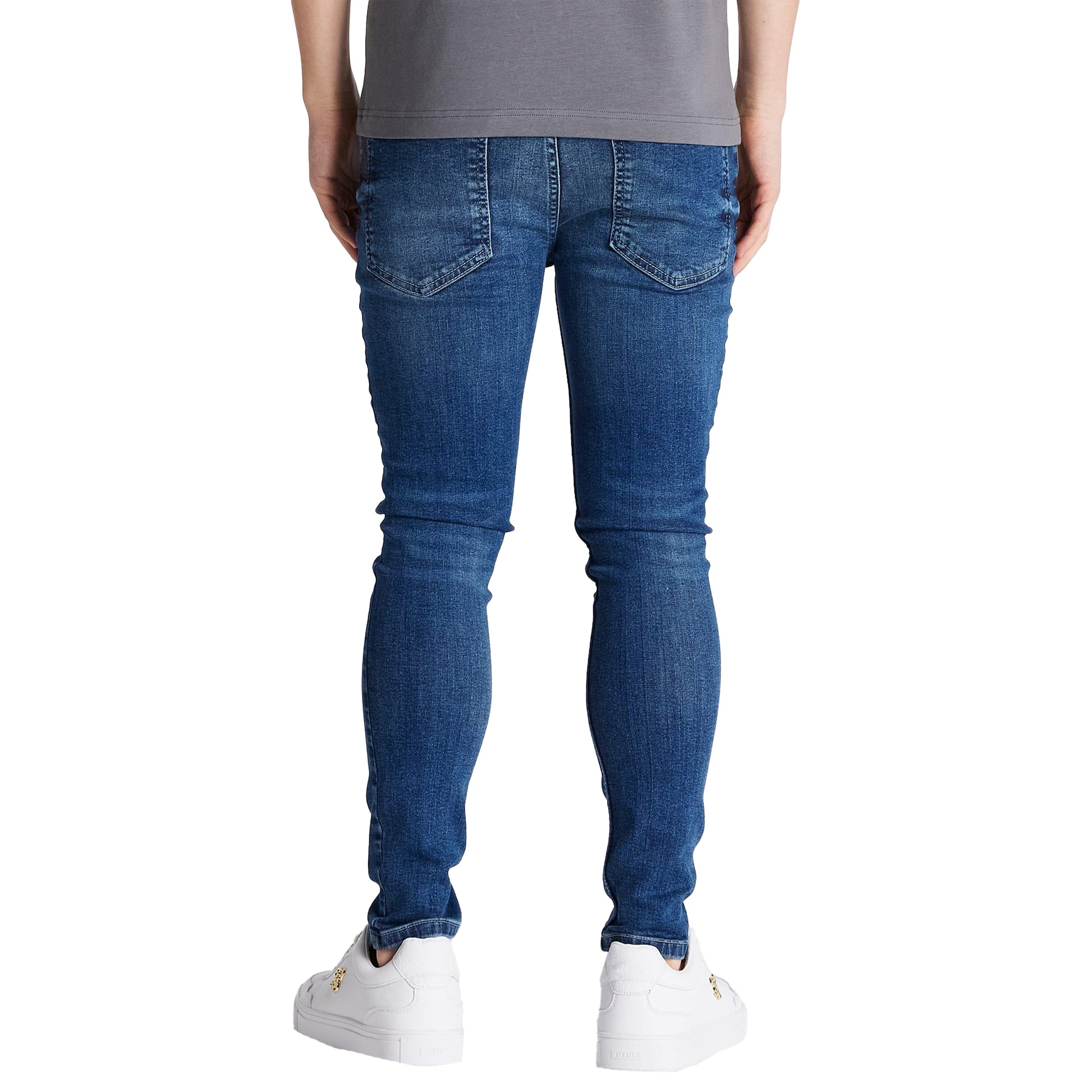 Blue - Back - SikSilk Boys Essentials Midstone Skinny Jeans