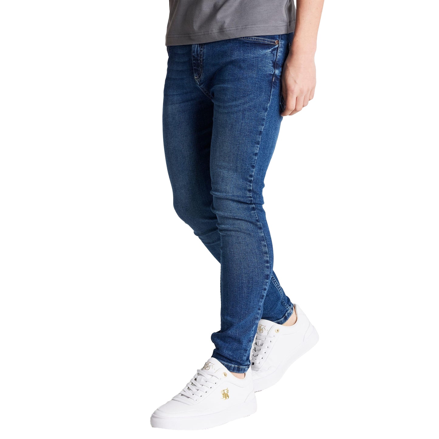 Blue - Front - SikSilk Boys Essentials Midstone Skinny Jeans