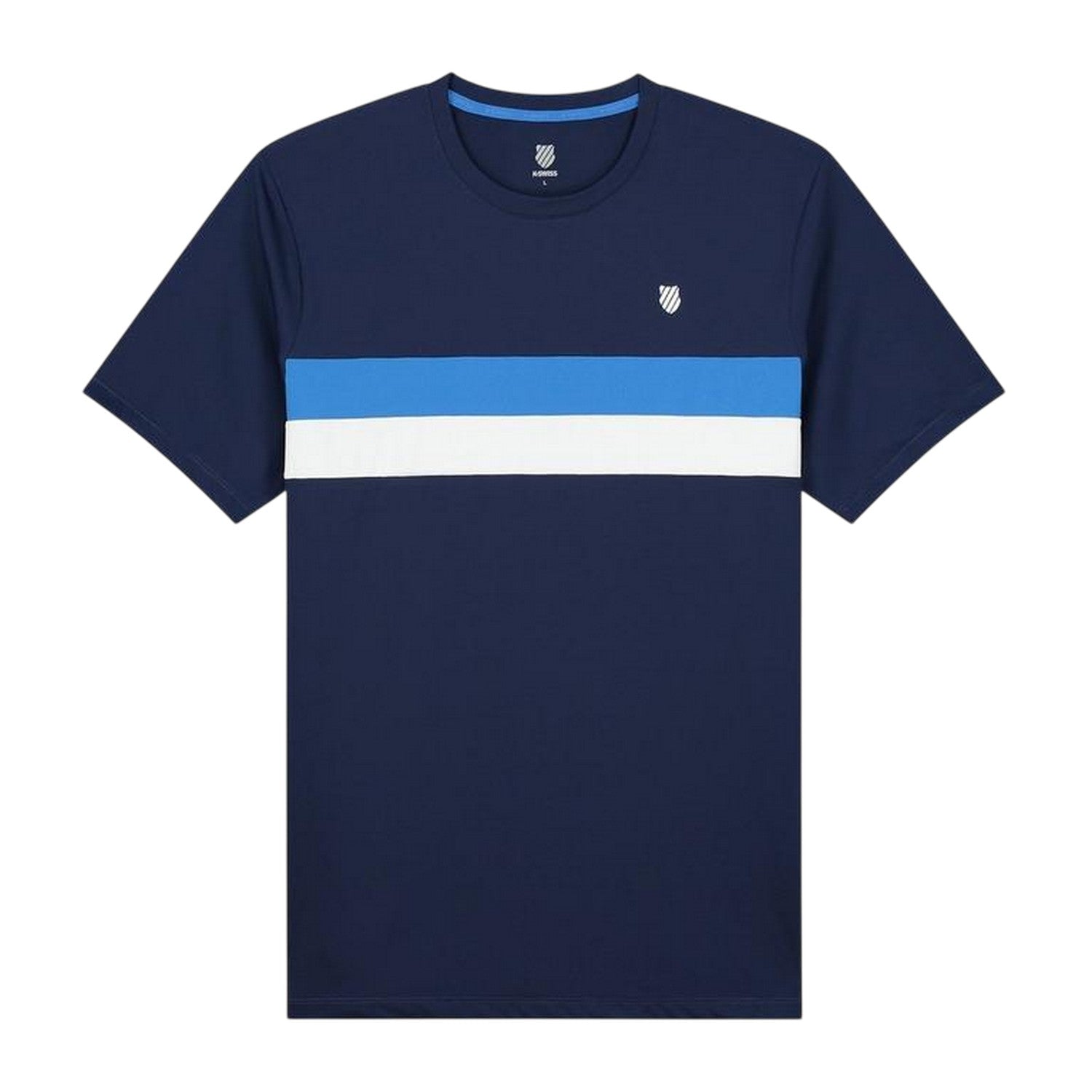 Navy - Front - K-Swiss Mens Stripe Crew Neck Regular T-Shirt