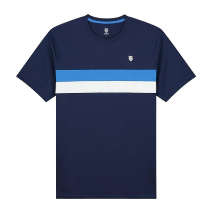 Navy - Front - K-Swiss Mens Stripe Crew Neck Regular T-Shirt