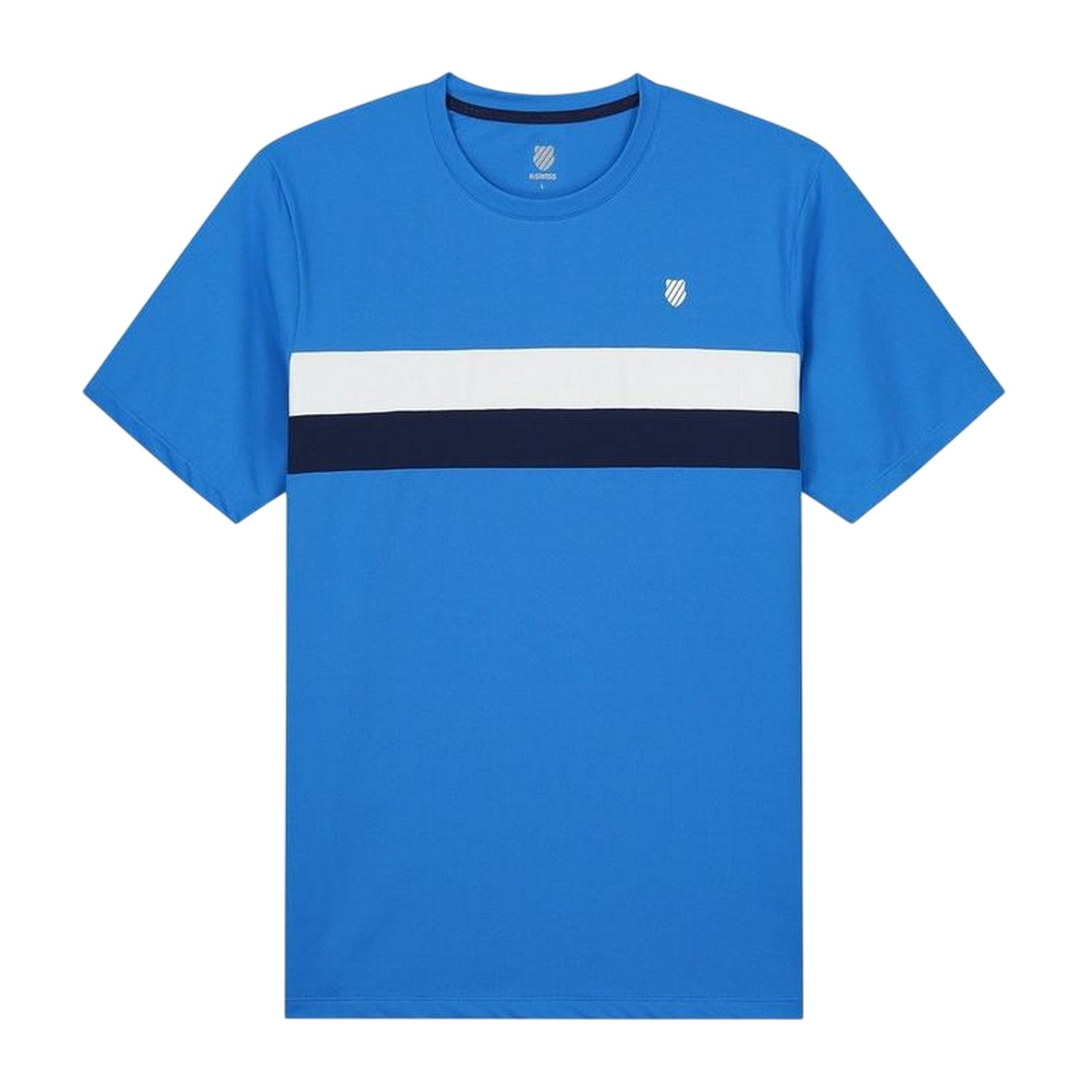 French Blue - Front - K-Swiss Mens Stripe Crew Neck Regular T-Shirt