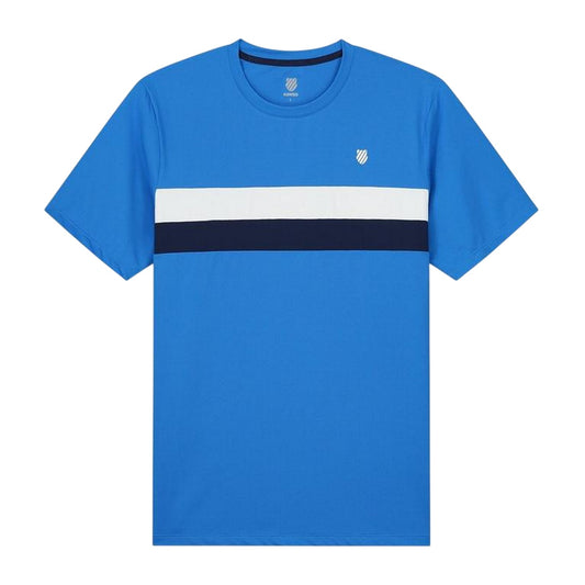 French Blue - Front - K-Swiss Mens Stripe Crew Neck Regular T-Shirt