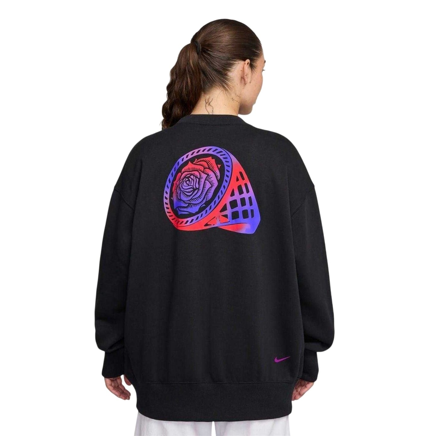 Black-Purple - Back - Nike Womens-Ladies Phoenix England Fleece Crew Neck Sweatshirt
