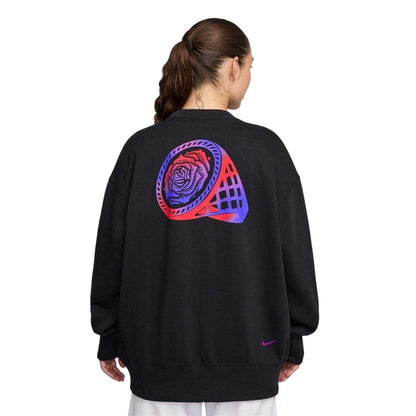 Black-Purple - Back - Nike Womens-Ladies Phoenix England Fleece Crew Neck Sweatshirt
