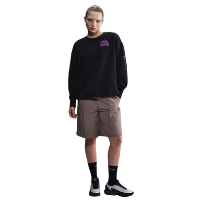 Black-Purple - Side - Nike Womens-Ladies Phoenix England Fleece Crew Neck Sweatshirt
