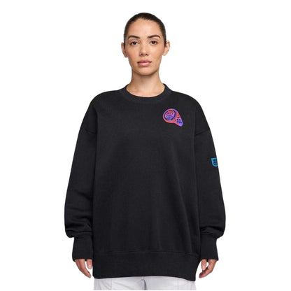 Black-Purple - Front - Nike Womens-Ladies Phoenix England Fleece Crew Neck Sweatshirt
