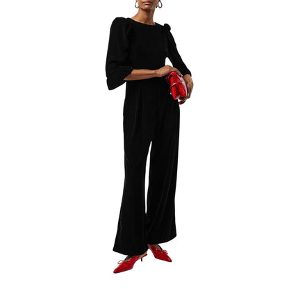Black - Side - Nobody´s Child Womens-Ladies Velvet Flute Party Jumpsuit