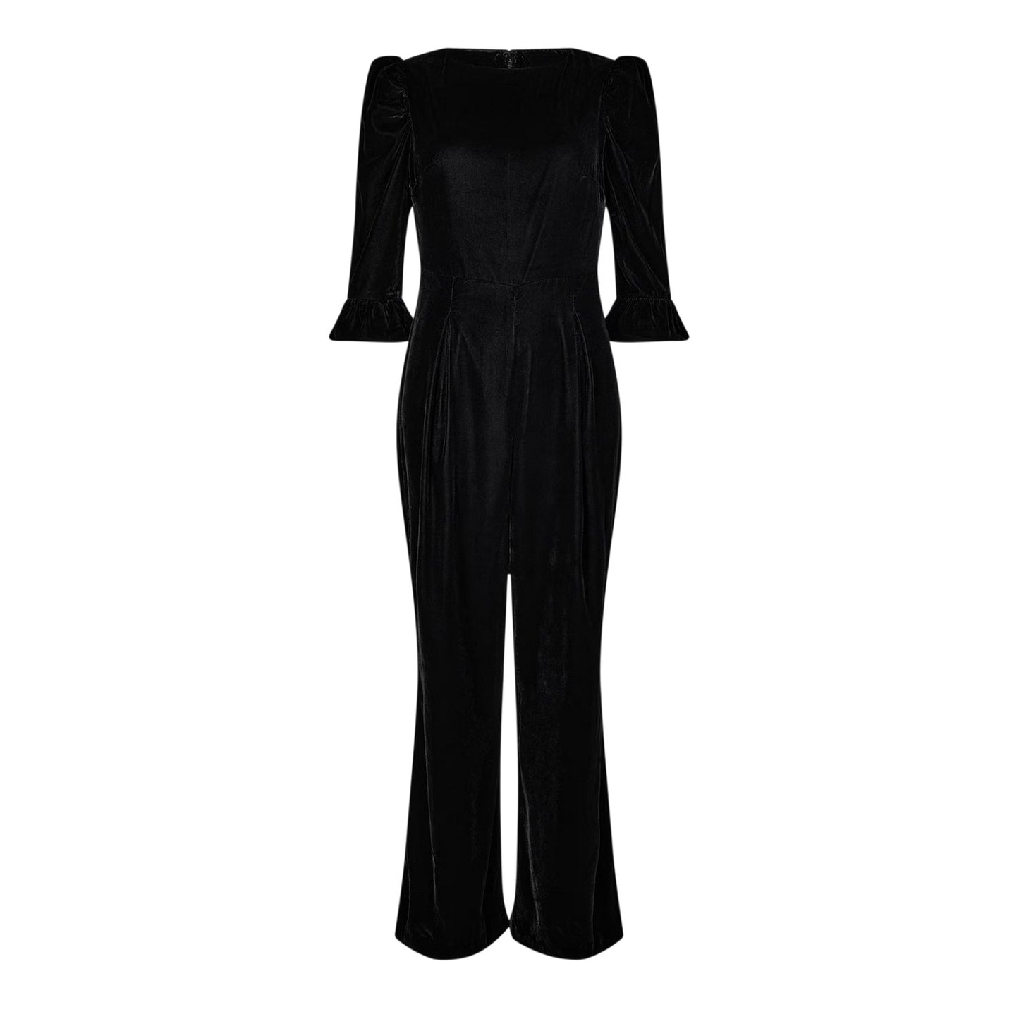 Black - Front - Nobody´s Child Womens-Ladies Velvet Flute Party Jumpsuit
