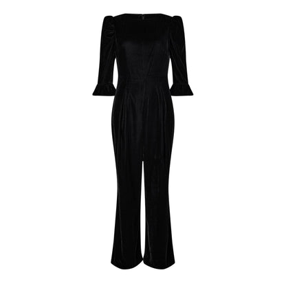 Black - Front - Nobody´s Child Womens-Ladies Velvet Flute Party Jumpsuit