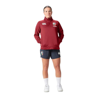 Red Dahlia - Side - Canterbury Womens-Ladies 2025 British & Irish Lions Quarter Zip Rugby Fleece Top
