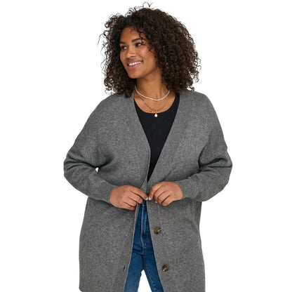 Chocolate - Side - Only Womens-Ladies V Neck Relaxed Fit Cardigan
