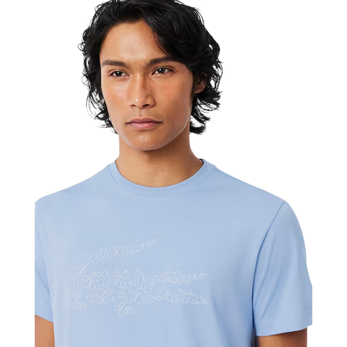 Blue - Side - Lacoste Mens Script Ultra Dry T-Shirt
