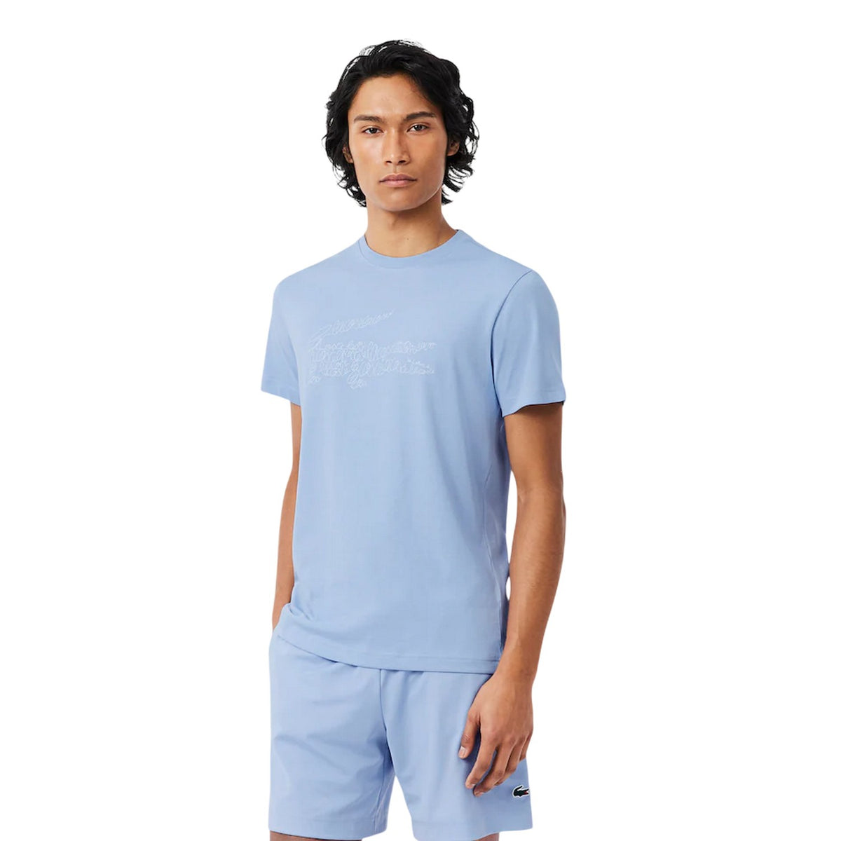 Blue - Lifestyle - Lacoste Mens Script Ultra Dry T-Shirt