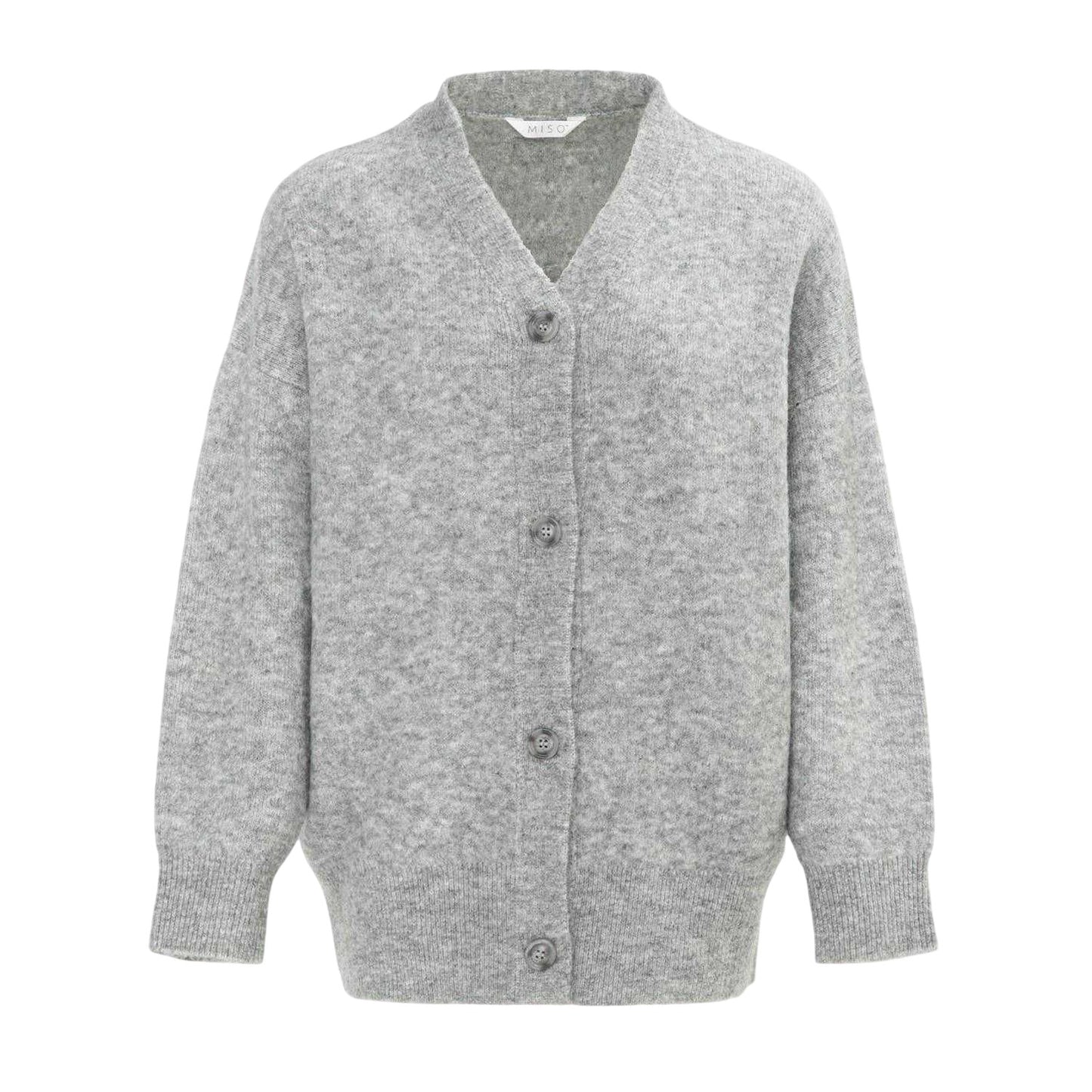 Grey - Front - Miso Womens-Ladies Textured Knit Cardigan