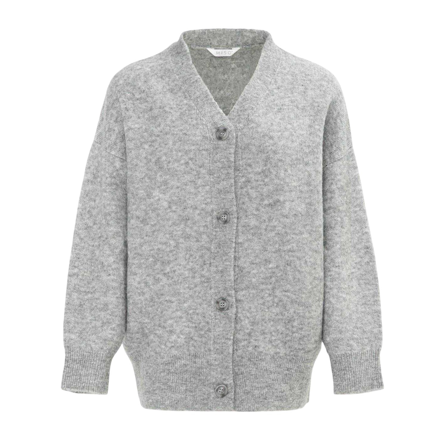 Grey - Front - Miso Womens-Ladies Textured Knit Cardigan