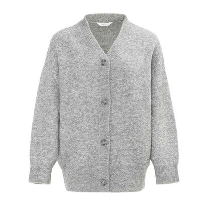 Grey - Front - Miso Womens-Ladies Textured Knit Cardigan