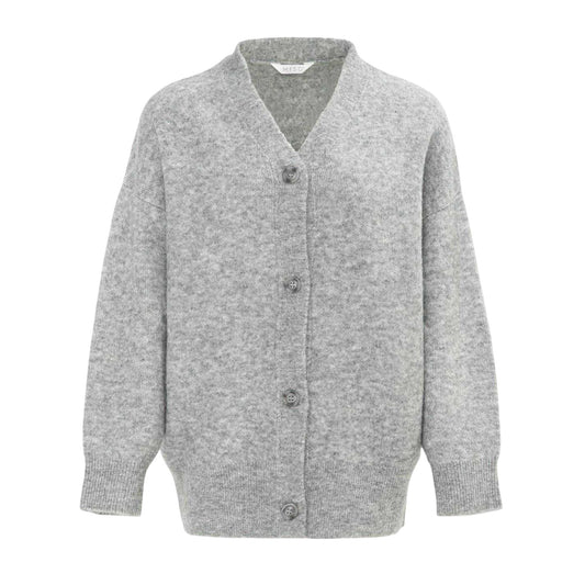 Grey - Front - Miso Womens-Ladies Textured Knit Cardigan