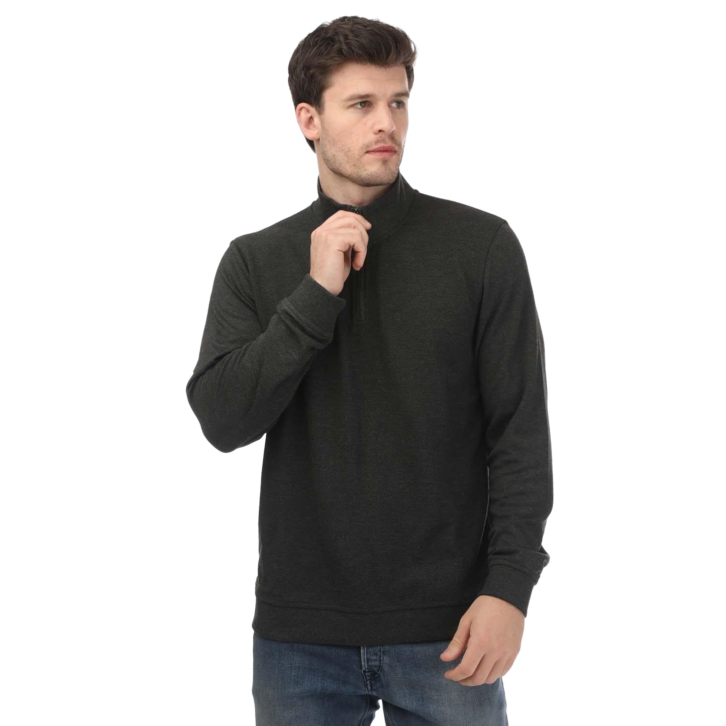 Navy - Front - Ted Baker Mens Bits Textured Funnel Neck Sweater Top