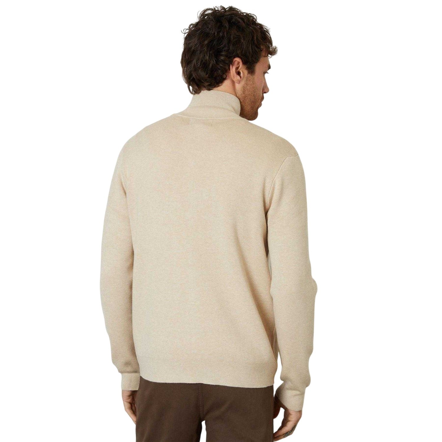 Oatmilk - Back - Threadbare Mens Wynnstay Knitted Full Zip Cardigan