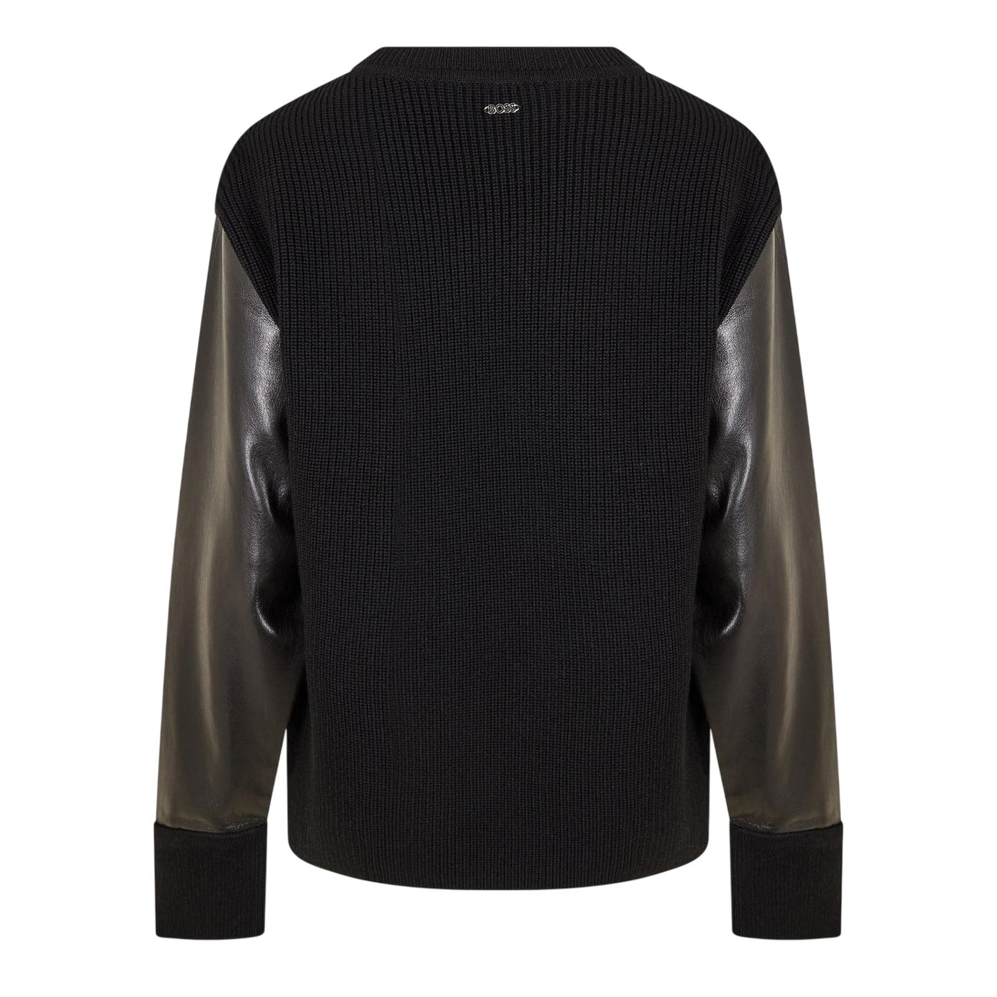 Black - Back - Boss Womens-Ladies Fanalian Faux Leather Sweatshirt