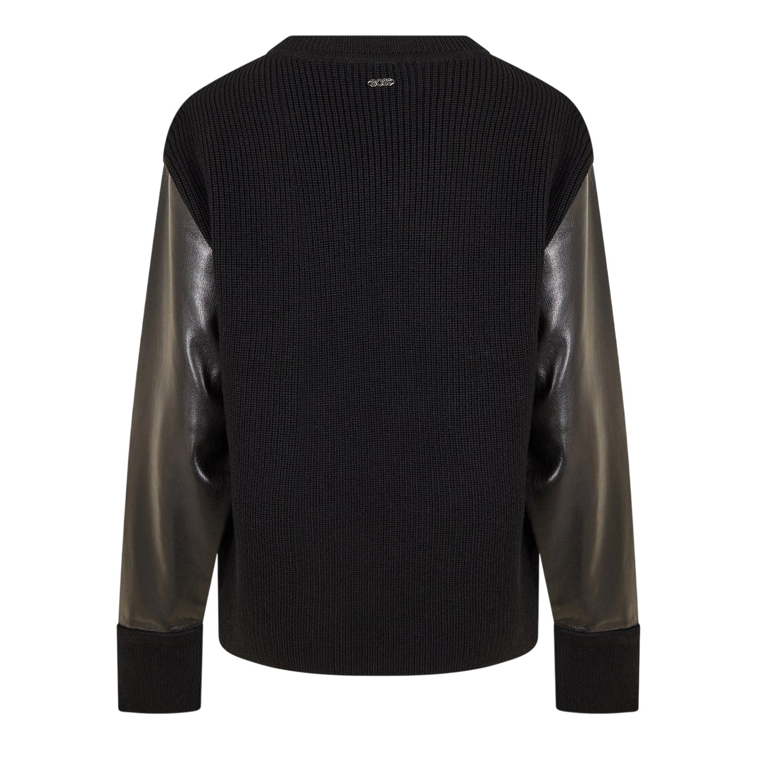Black - Back - Boss Womens-Ladies Fanalian Faux Leather Sweatshirt