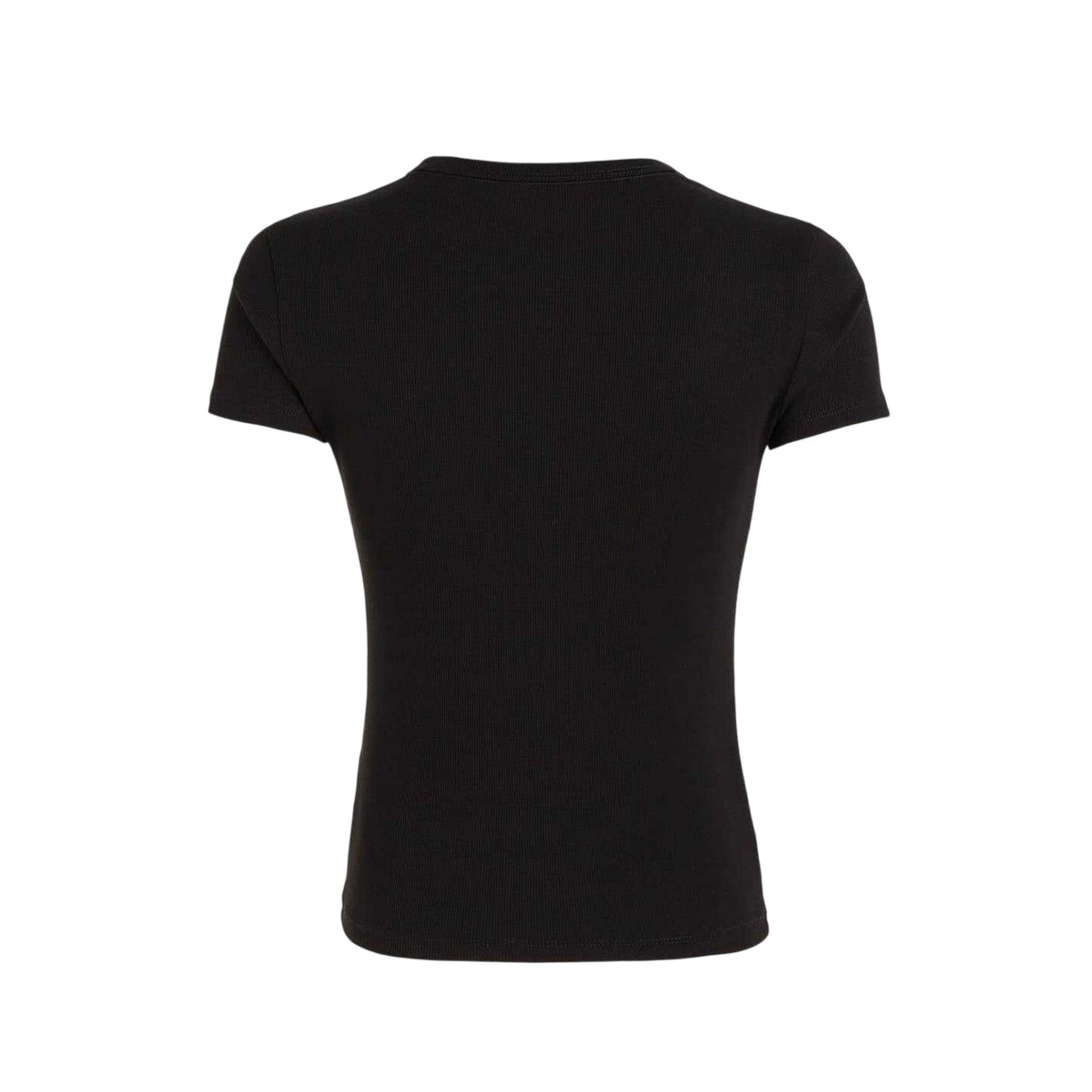 Black - Back - Tommy Jeans Womens-Ladies Logo Ribbed Fitted T-Shirt